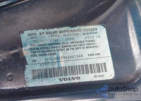 2000 Volvo S70 Se from USA, damaged, VIN YV1LS61J2Y2629478